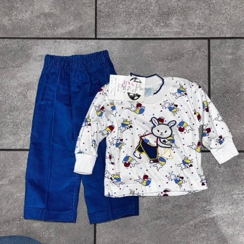 Vintage Royal Heir Bunny Corduroy Pants &‎ Long Shirt Set Baby Boys 18M NWT